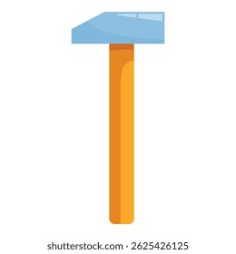 Cartoon hammer standing with wooden handle, tool for construction and carpentry