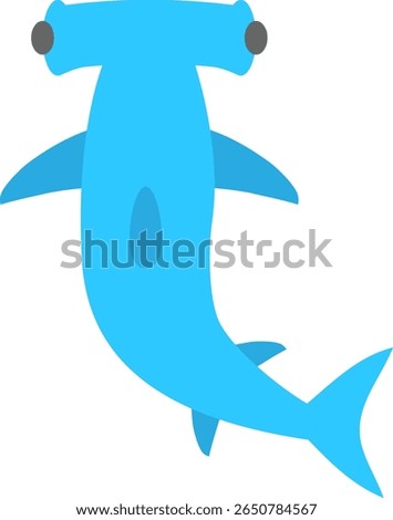 Cartoon Hammerhead Shark Flat Icon Illustration