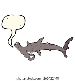 cartoon hammerhead shark with speech bubble