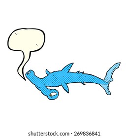 cartoon hammerhead shark with speech bubble