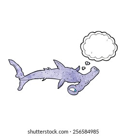 cartoon hammerhead shark with thought bubble