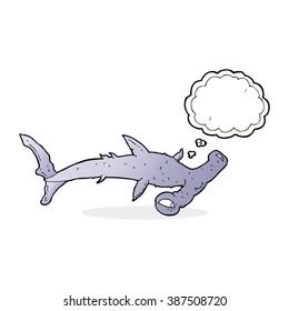 cartoon hammerhead shark with thought bubble