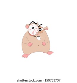Cartoon hamster is angry