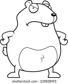 A cartoon hamster with an angry expression.