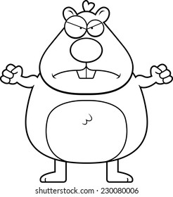 A cartoon hamster with an angry expression.