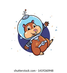 cartoon hamster astronaut in space, doodle cartoon