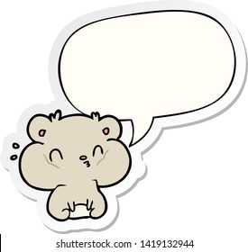 cartoon hamster with full cheek pouches with speech bubble sticker