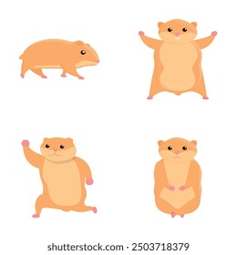 Cartoon hamster icons set cartoon vector. Animal rodent. Funny cartoon character