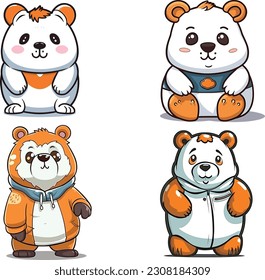 Cartoon Hamster isolated on a white background. Cartoon Hamster clip art set