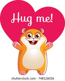 Cartoon hamster ready for a hugging