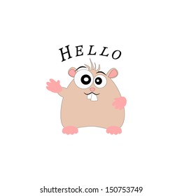 Cartoon hamster say 'hello'