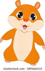 Cartoon of a hamster smiling friendly on a sunny day during the holidays