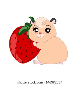 cartoon hamster and strawberry