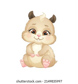 Cartoon hamster, vector illustration. Cute pet, isolated on white background.