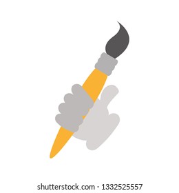 cartoon hand with brush art