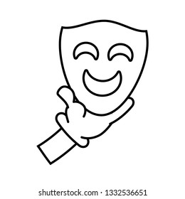 cartoon hand with comedy mask