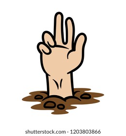 Cartoon Hand Coming Out of the Ground