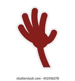 cartoon hand concept represented by gesture icon. Isolated and flat illustration