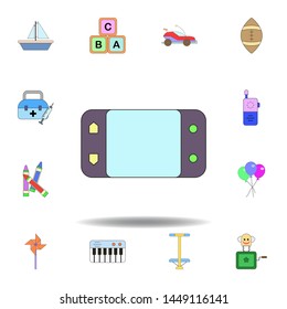 cartoon hand console toy colored icon. set of children toys illustration icons. signs, symbols can be used for web, logo, mobile app, UI, UX
