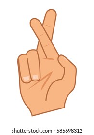 Cartoon hand crossing fingers. Vector illustration isolated