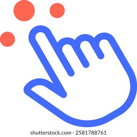 Cartoon hand cursor is clicking or touching floating clickable elements, great for illustrating concepts of touch screen technology, user interface design, and interactive digital experiences