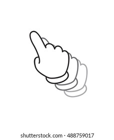 cartoon hand cursor isolated on white background
