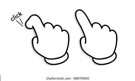 cartoon hand cursor isolated on white background