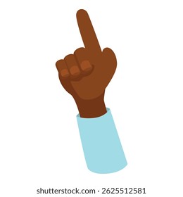 Cartoon hand with dark skin tone pointing up with index finger