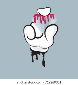 Cartoon hand with diamond