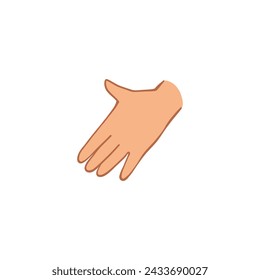 Mano de caricatura. Diferente gesto apuntando, atención, puño, pulgares arriba. Ilustración aislada del vector sobre fondo blanco