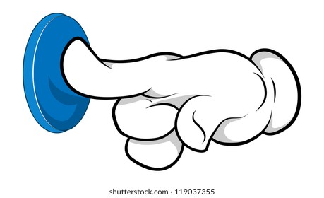 Cartoon Hand - Doorbell Pushing - Vector Illustration