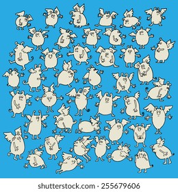 Cartoon hand drawing angels