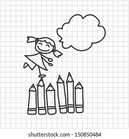 cartoon hand drawing back to school
