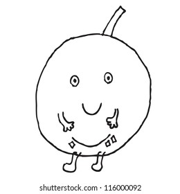 Cartoon hand drawing of fruit, vector