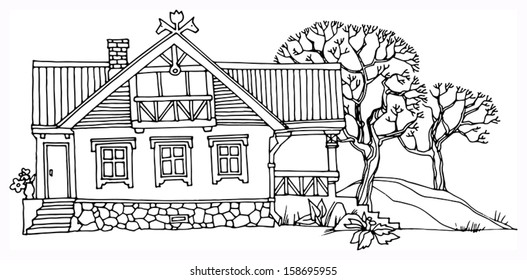 Cartoon Hand Drawing House