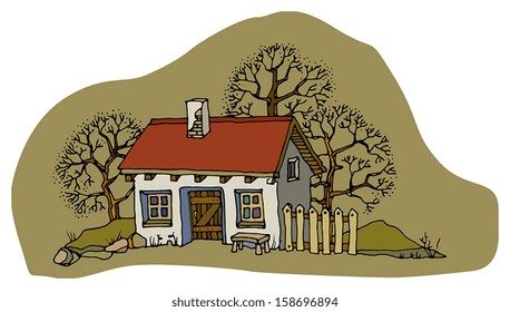 Cartoon Hand Drawing Houses Stock Vector (Royalty Free) 158696894 ...