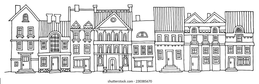 Cartoon hand drawing houses