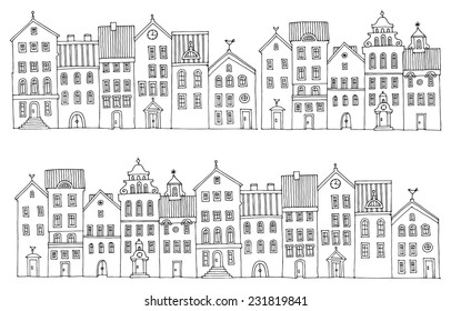 Cartoon hand drawing houses