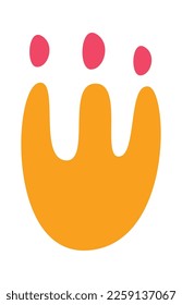 Cartoon hand drawn abstract cat paw flat icon. Vector illustration