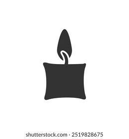 Cartoon hand drawn candle black illustration isolated on white background. Vector icons in flat style