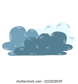 Cartoon hand drawn clouds icon. Vector illustration of weather forecast, natural phenomena in childish style.