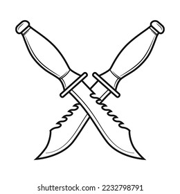 cartoon hand drawn dagger, line art