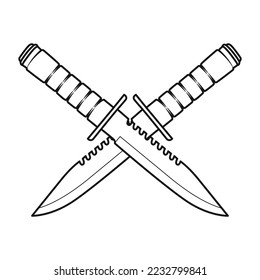 cartoon hand drawn dagger, line art