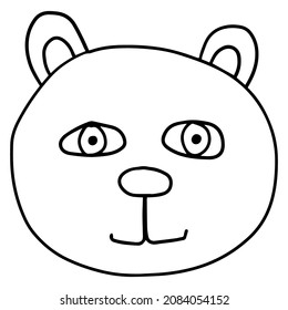 Cartoon hand drawn doodle bear face, head