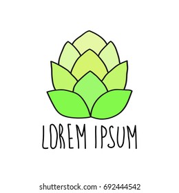 Cartoon hand drawn doodle cute icon of  hop. vector illustration