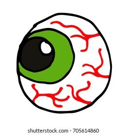 Cartoon hand drawn doodle eye on a white background vector illustration
