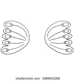 Cartoon hand drawn doodle fantasy wings