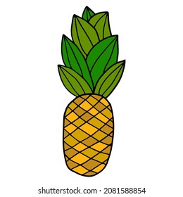 Cartoon hand drawn doodle pineapple