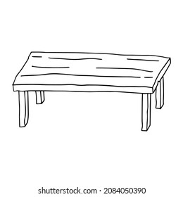 Cartoon hand drawn doodle wooden bench, table. - Shutterstock ID 2084050390
