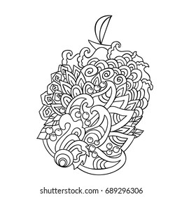 Cartoon hand drawn doodles on sea style. Wave pattern. Vector illustration.